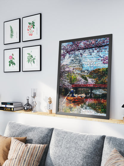 Tokyo Mosaic Art — Boat under Sakura Trees and Castle View AtelierMosaics