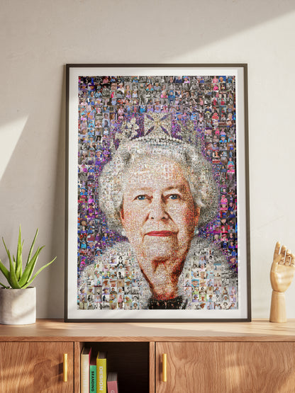 Stunning Elizabeth II Mosaic Artwork - Iconic British Queen Portrait for Home Decor