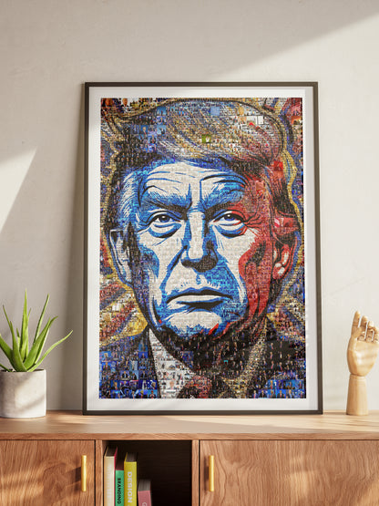Donald Trump Pop Art Portrait – Red, White & Blue Mosaic Edition AtelierMosaics