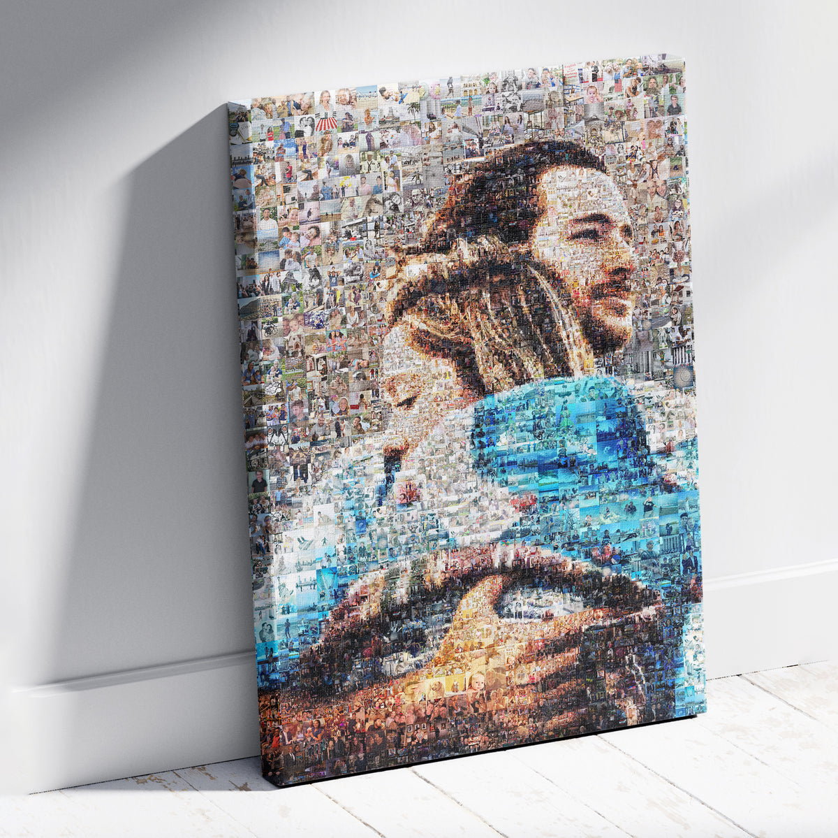Custom photo mosaic displayed as a ready-to-hang canvas print