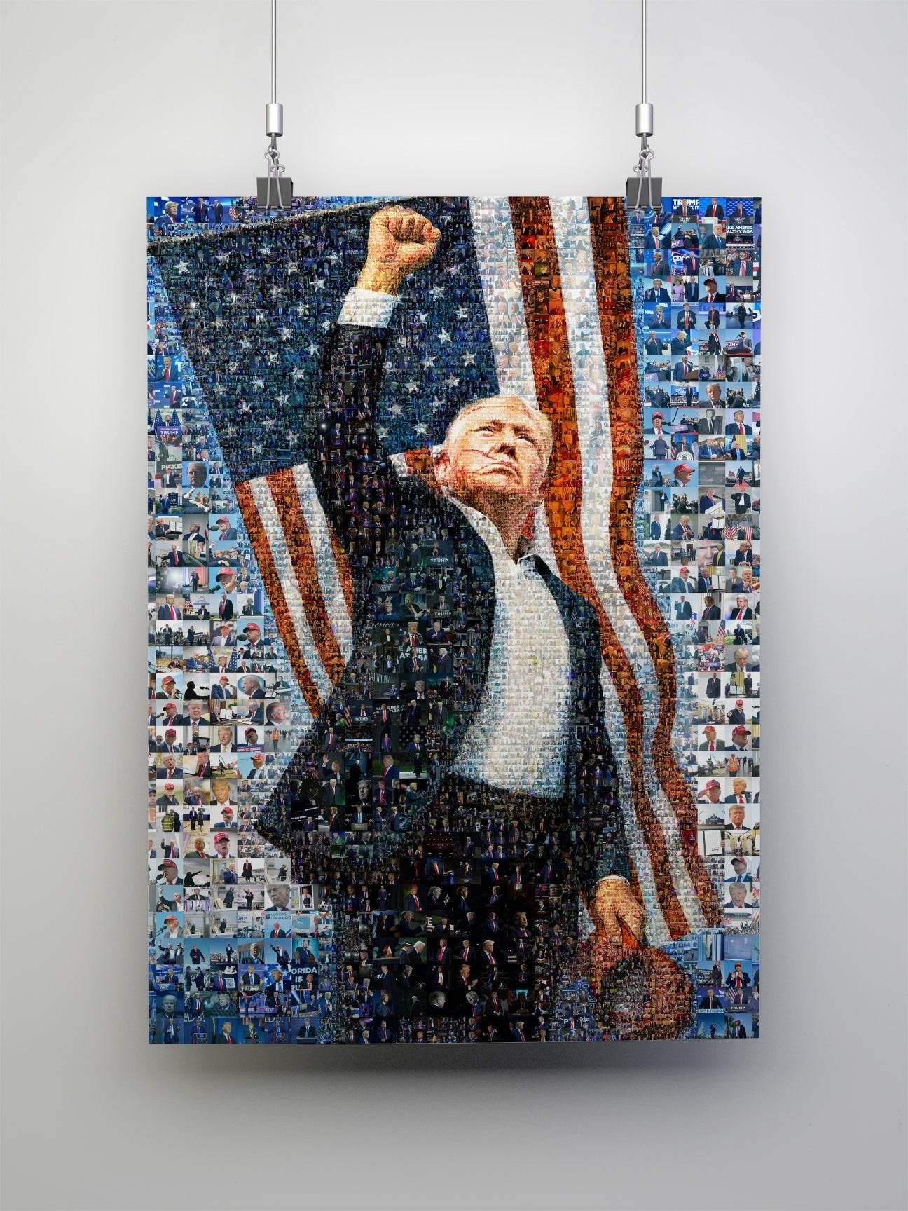 Donald Trump Victory Pose – Mosaic of Triumph and Patriotism - AtelierMosaics