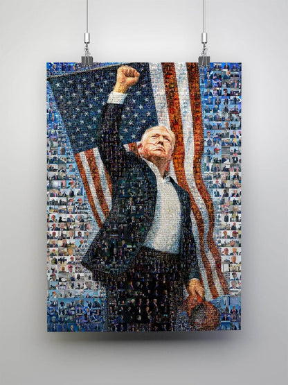 Donald Trump Victory Pose – Mosaic of Triumph and Patriotism - AtelierMosaics