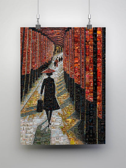 Tokyo Mosaic Art — Fushimi Inari Pathway with Silhouette in Light - AtelierMosaics