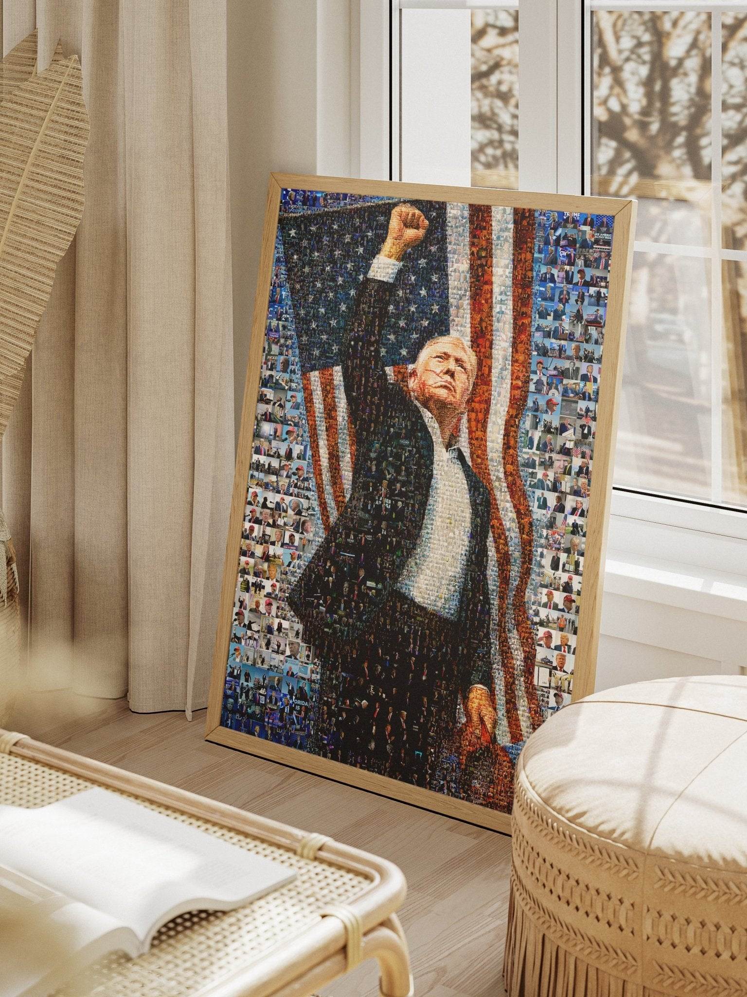 Donald Trump Victory Pose – Mosaic of Triumph and Patriotism - AtelierMosaics