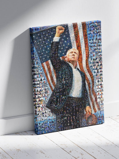 Donald Trump Victory Pose – Mosaic of Triumph and Patriotism - AtelierMosaics