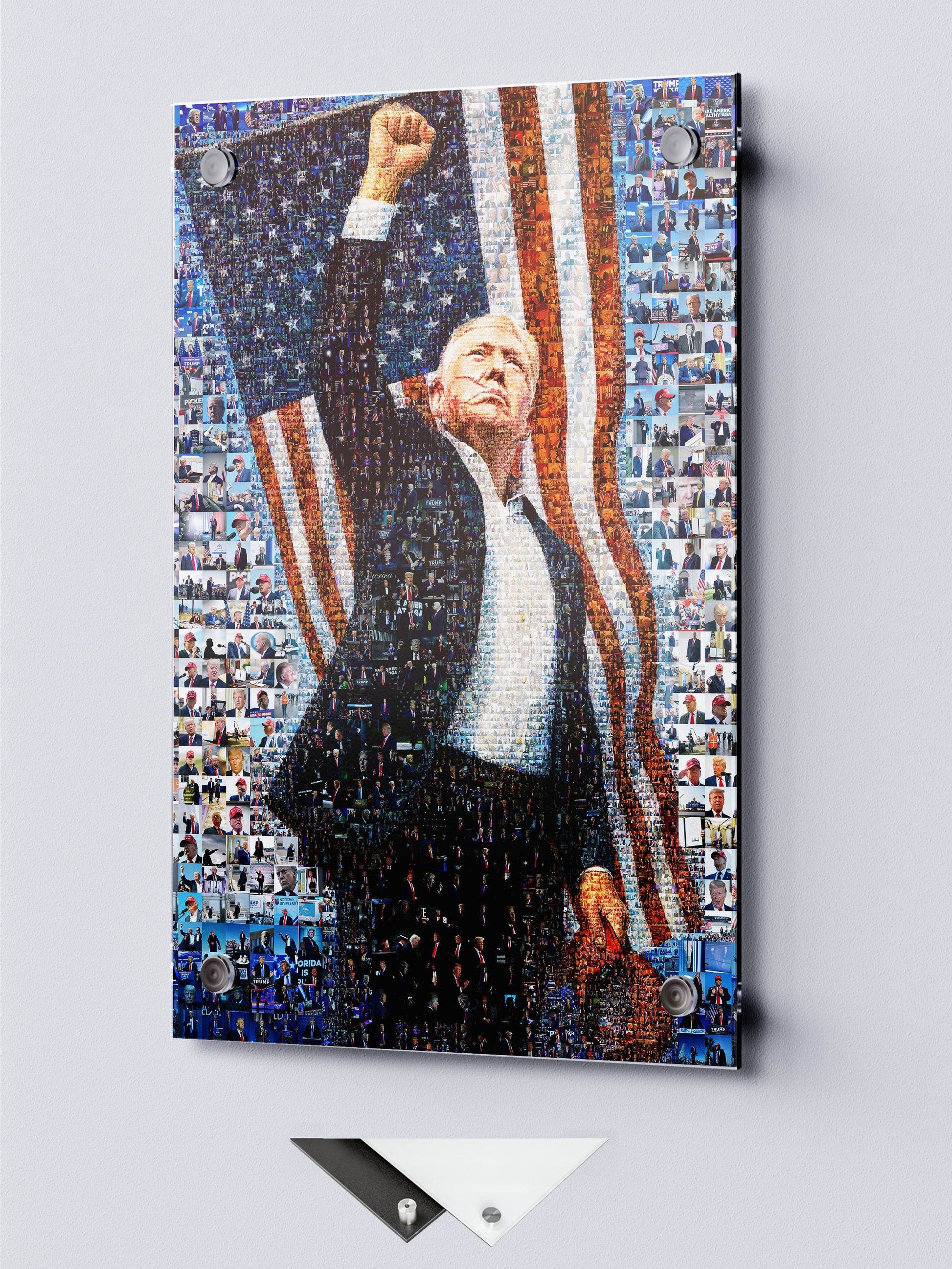 Donald Trump Victory Pose – Mosaic of Triumph and Patriotism AtelierMosaics