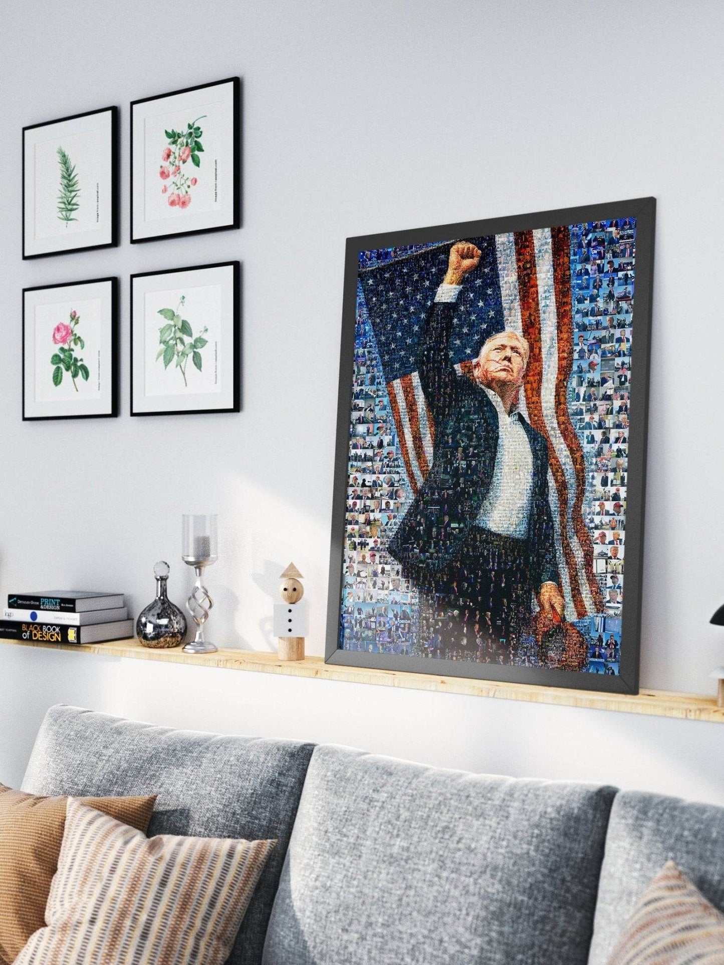 Donald Trump Victory Pose – Mosaic of Triumph and Patriotism - AtelierMosaics