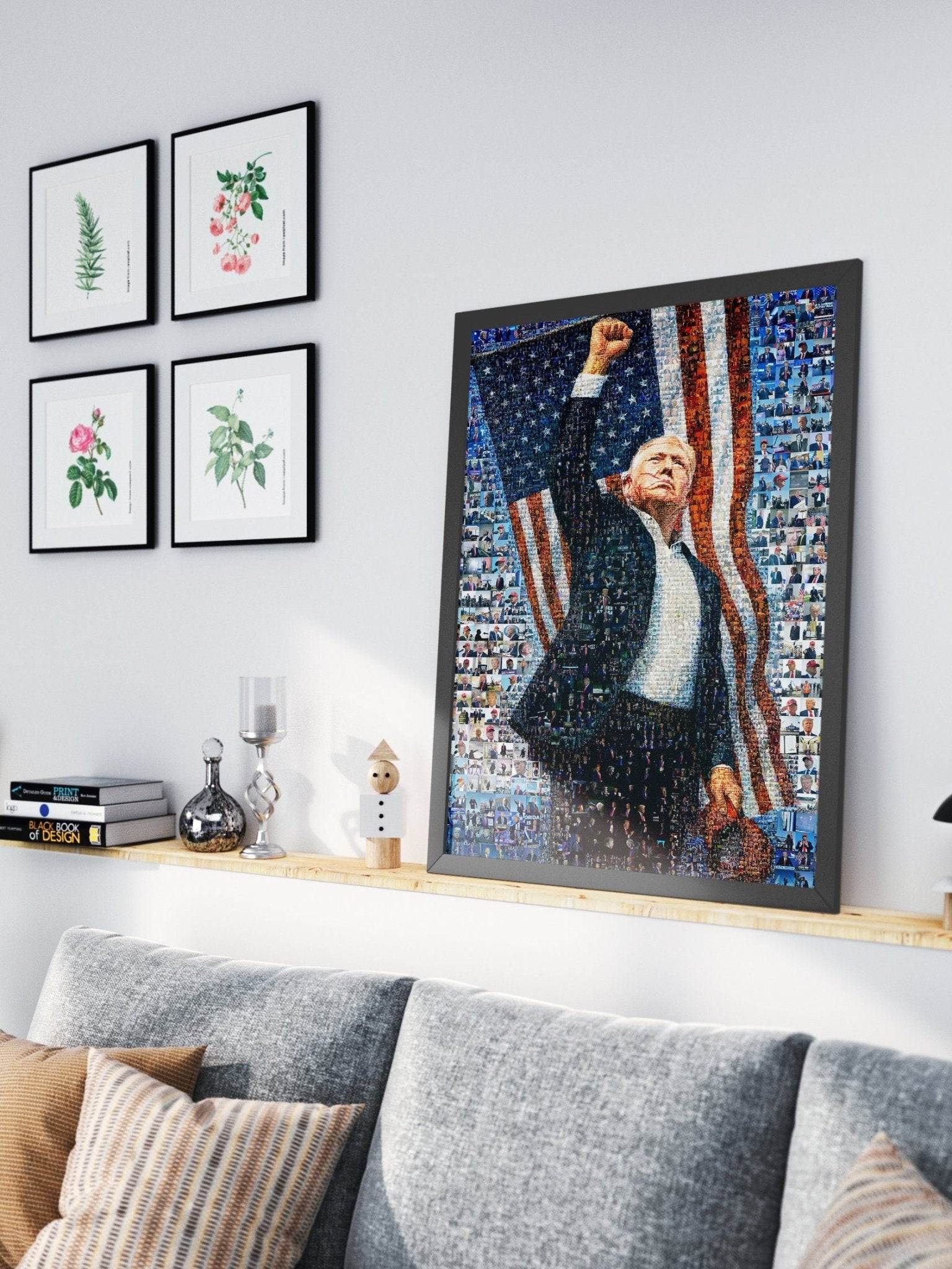 Donald Trump Victory Pose – Mosaic of Triumph and Patriotism - AtelierMosaics