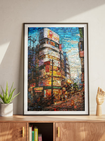 Tokyo Mosaic Art — Shibuya Street Scene at Dusk AtelierMosaics