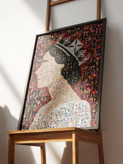 Elegant Mosaic Artwork of Queen Elizabeth II - Tribute to a Timeless Icon