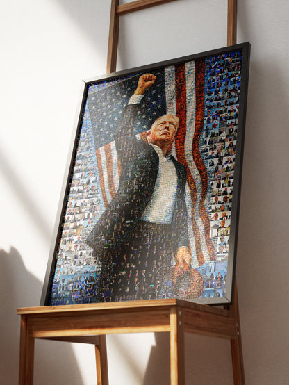 Donald Trump Victory Pose – Mosaic of Triumph and Patriotism AtelierMosaics