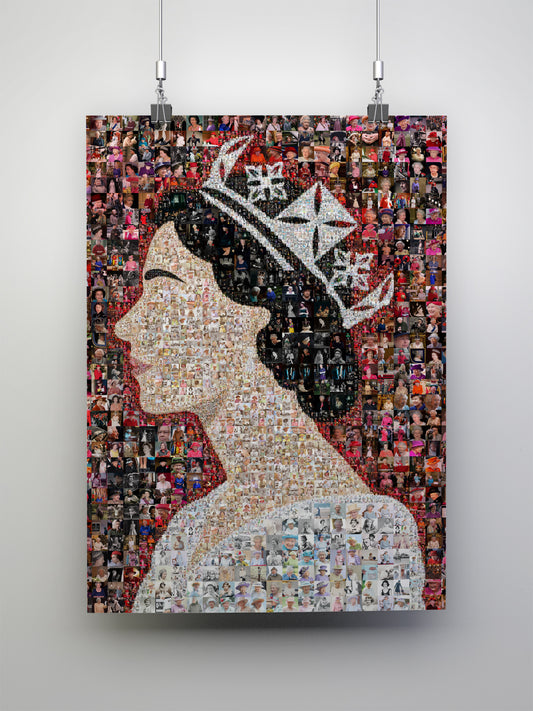 Elegant Mosaic Artwork of Queen Elizabeth II - Tribute to a Timeless Icon