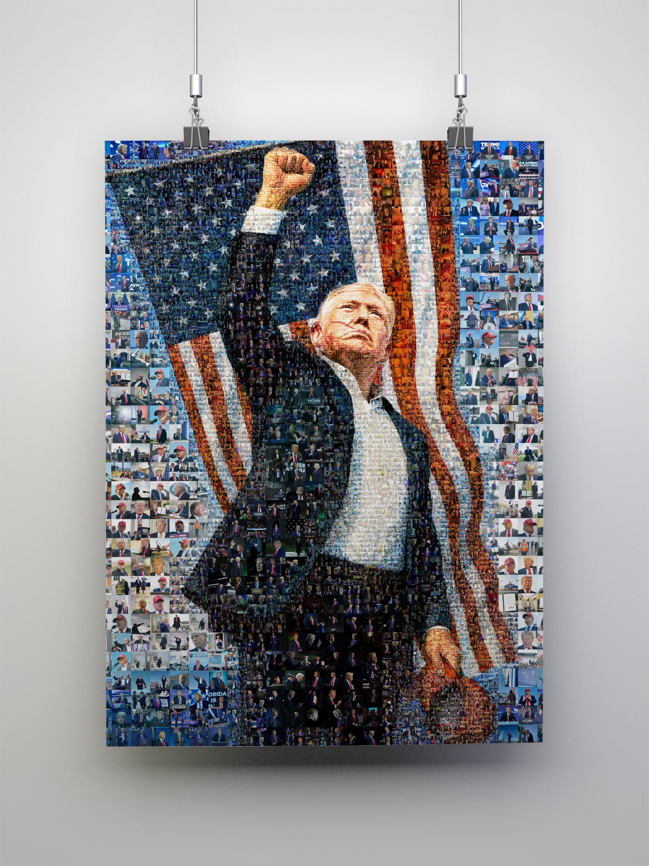 Donald Trump Victory Pose – Mosaic of Triumph and Patriotism AtelierMosaics