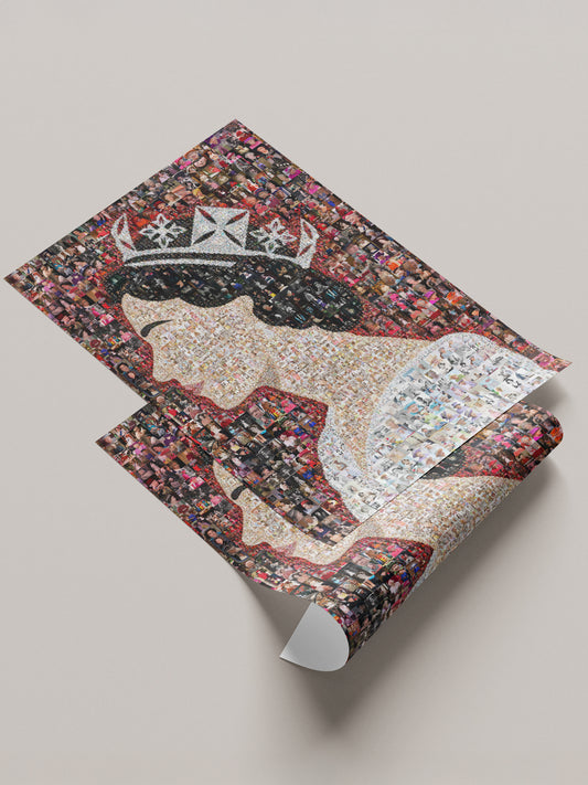 Elegant Mosaic Artwork of Queen Elizabeth II - Tribute to a Timeless Icon