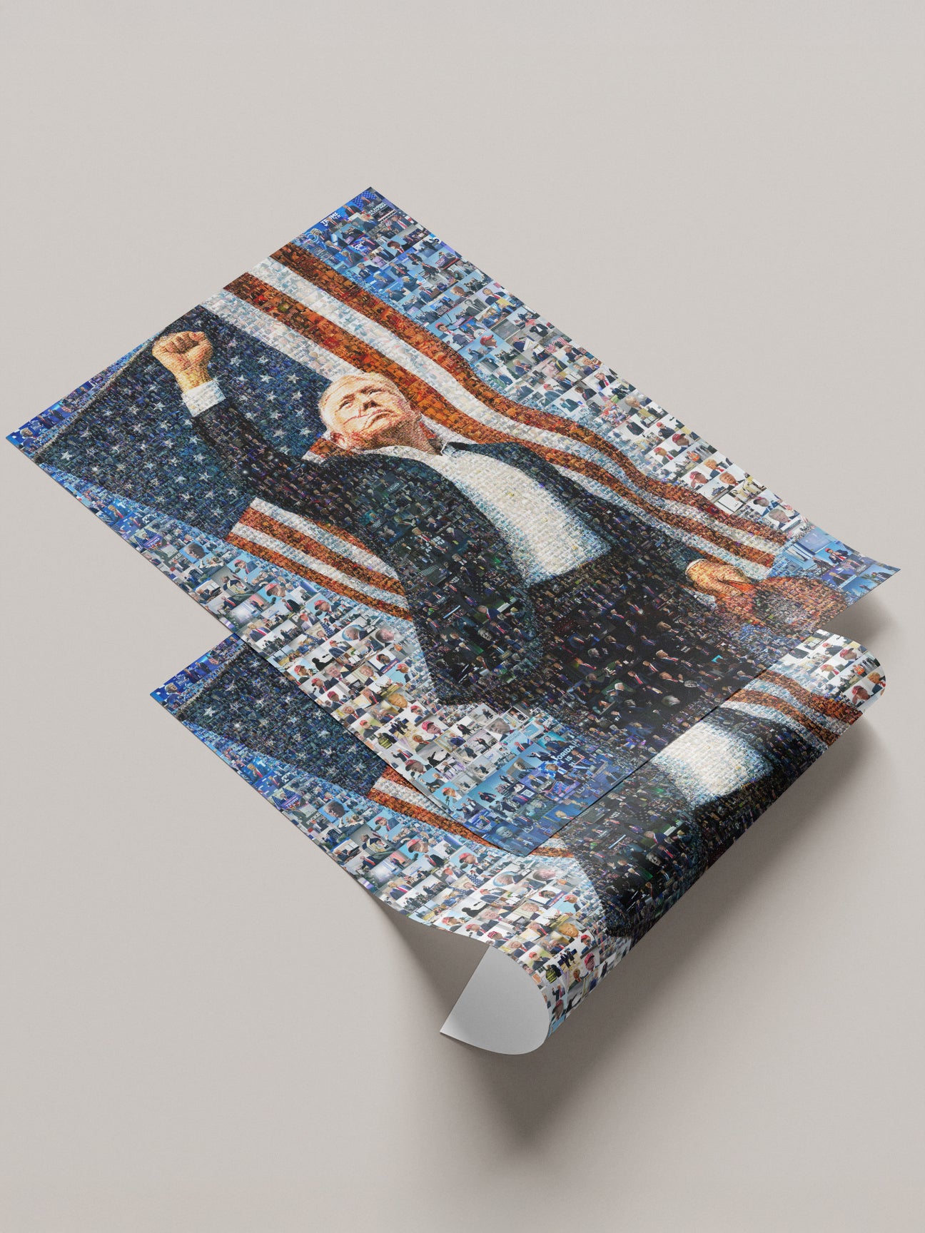 Donald Trump Victory Pose – Mosaic of Triumph and Patriotism AtelierMosaics