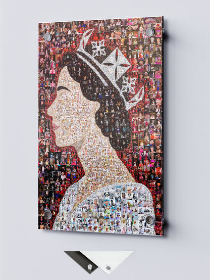 Elegant Mosaic Artwork of Queen Elizabeth II - Tribute to a Timeless Icon