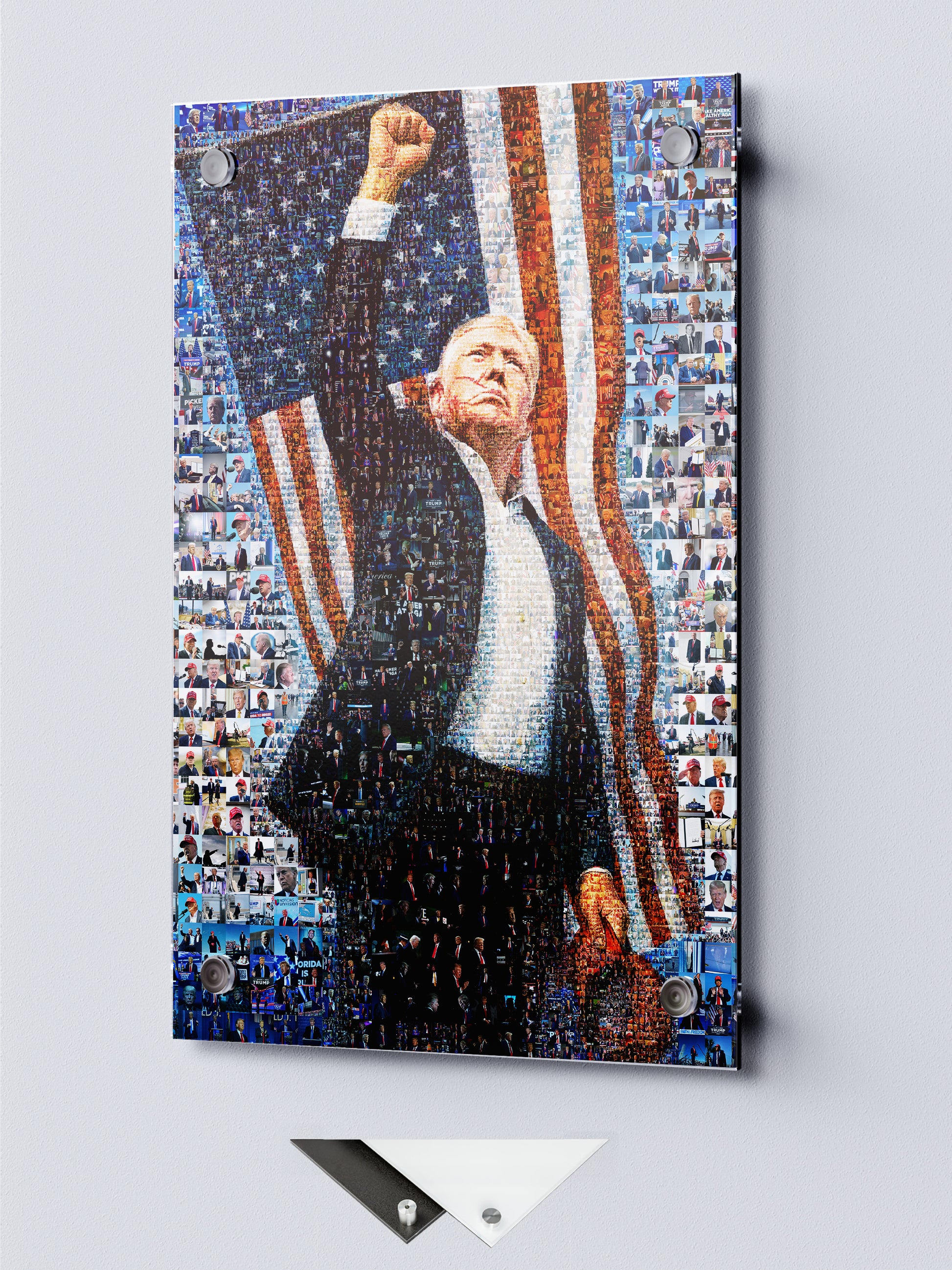 Donald Trump Victory Pose – Mosaic of Triumph and Patriotism AtelierMosaics