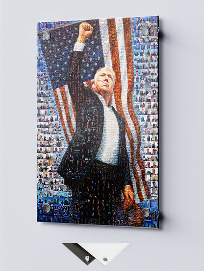 Donald Trump Victory Pose – Mosaic of Triumph and Patriotism AtelierMosaics