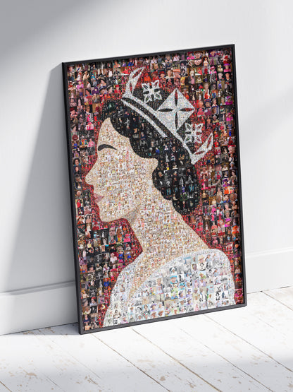 Elegant Mosaic Artwork of Queen Elizabeth II - Tribute to a Timeless Icon
