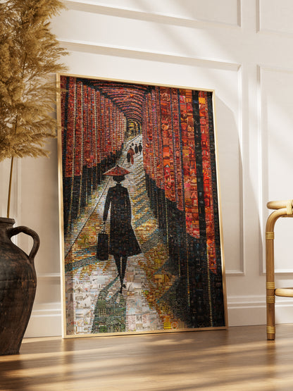 Tokyo Mosaic Art — Fushimi Inari Pathway with Silhouette in Light AtelierMosaics