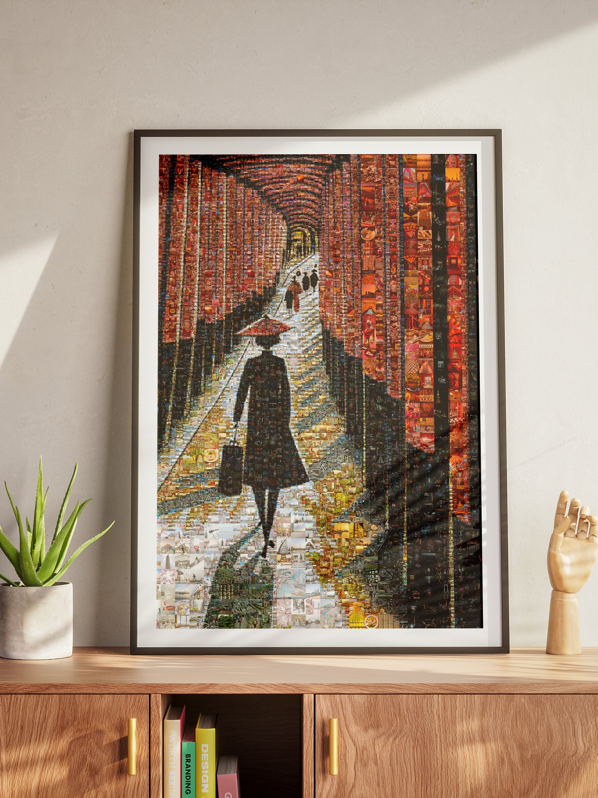 Tokyo Mosaic Art — Fushimi Inari Pathway with Silhouette in Light AtelierMosaics