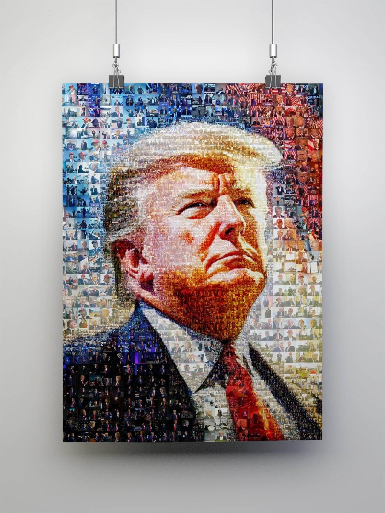 Stunning Mosaic Portrait of Donald Trump - Unique Art Piece Made from Iconic Photos - AtelierMosaics