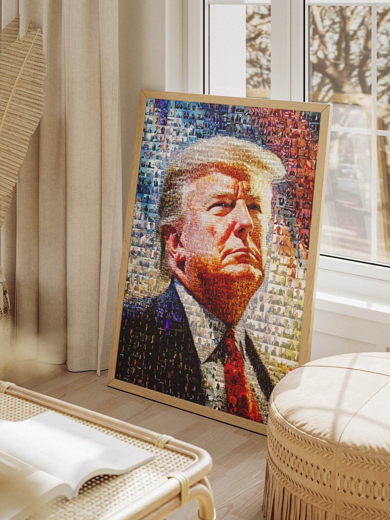 Stunning Mosaic Portrait of Donald Trump - Unique Art Piece Made from Iconic Photos - AtelierMosaics