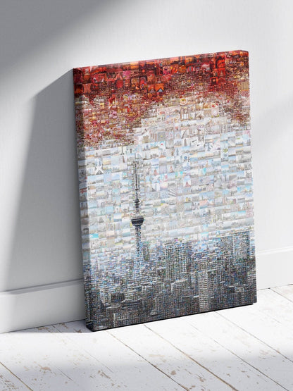 Tokyo Mosaic Art — Skytree and Tokyo Skyline under Rising Sun - AtelierMosaics