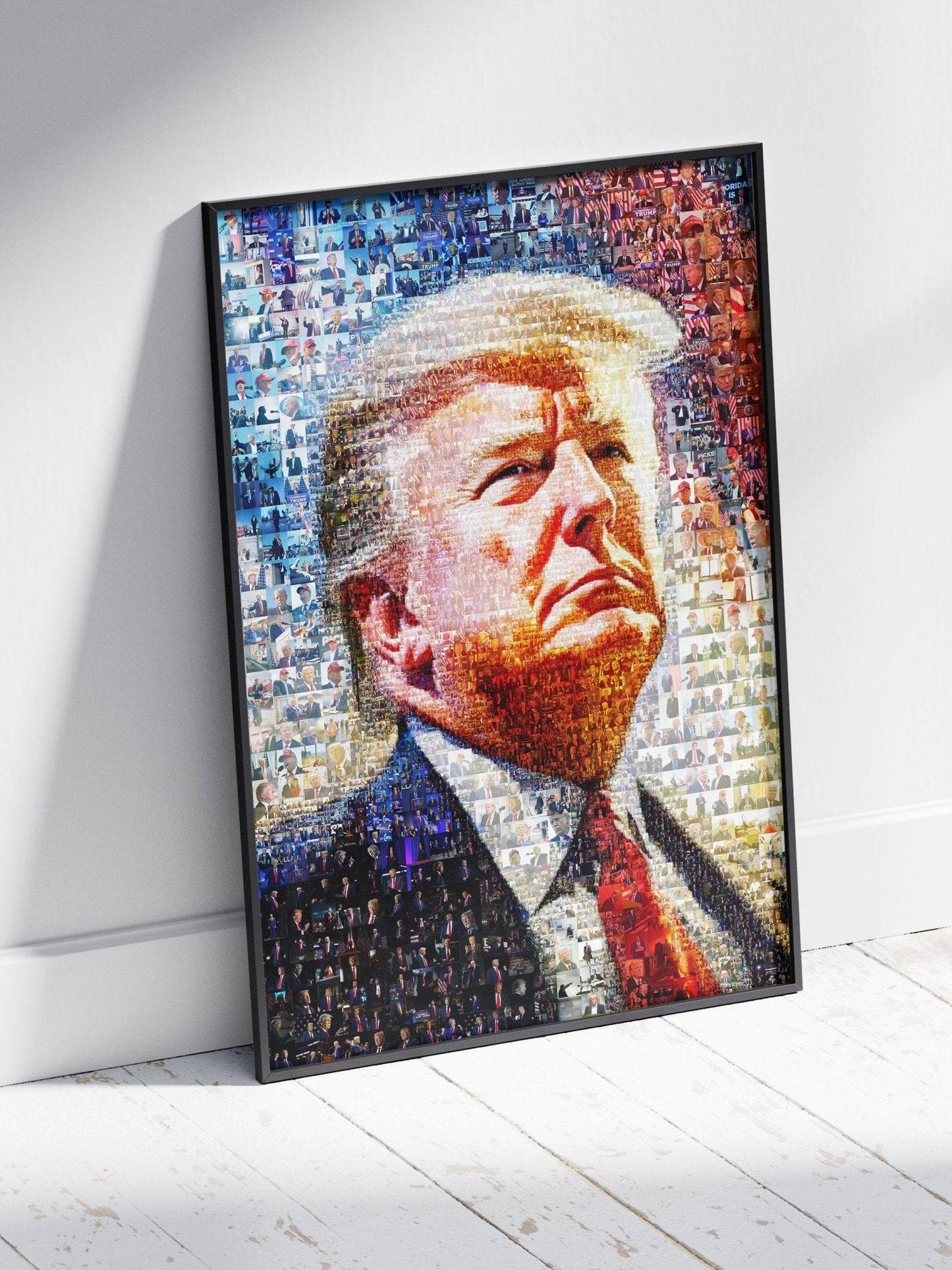 Stunning Mosaic Portrait of Donald Trump - Unique Art Piece Made from Iconic Photos - AtelierMosaics