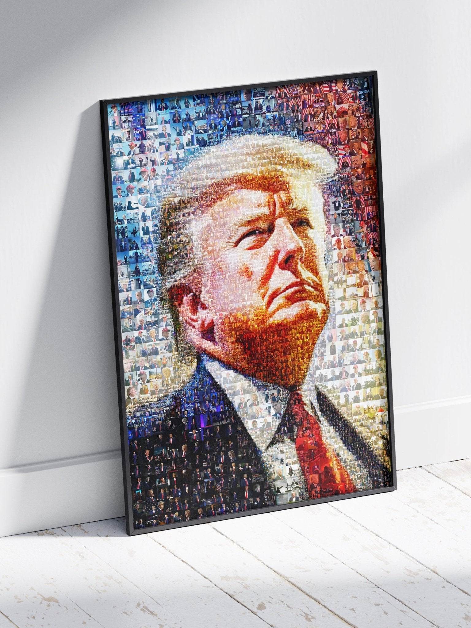 Stunning Mosaic Portrait of Donald Trump - Unique Art Piece Made from Iconic Photos - AtelierMosaics