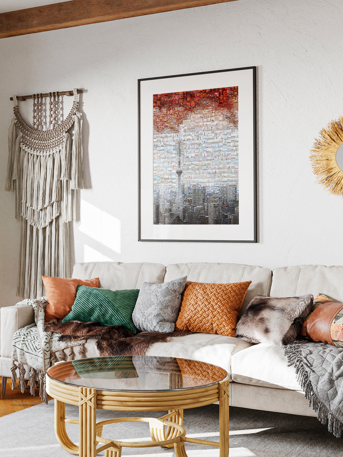 Tokyo Mosaic Art — Skytree and Tokyo Skyline under Rising Sun AtelierMosaics