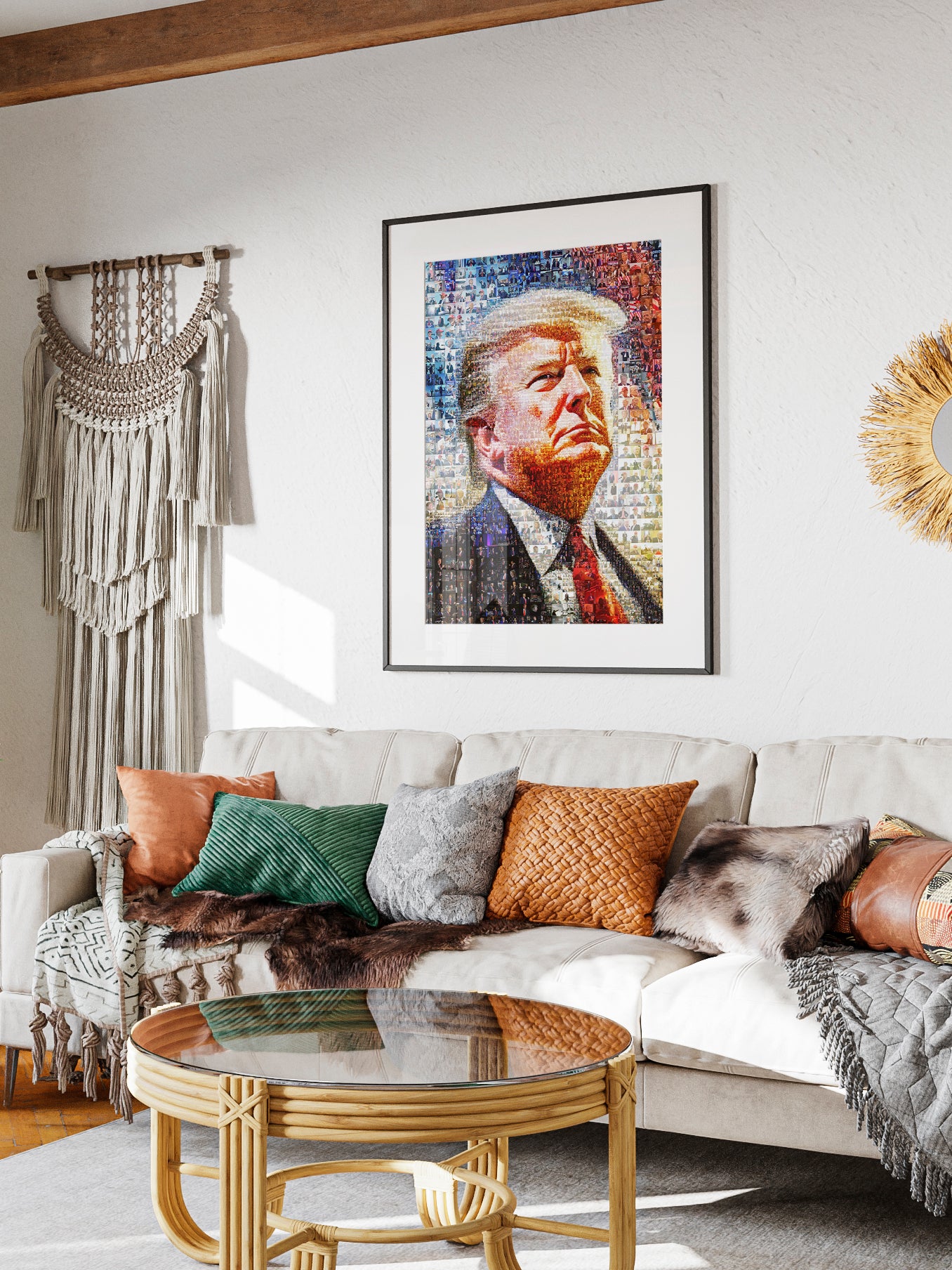 Stunning Mosaic Portrait of Donald Trump - Unique Art Piece Made from Iconic Photos AtelierMosaics