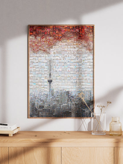 Tokyo Mosaic Art — Skytree and Tokyo Skyline under Rising Sun AtelierMosaics