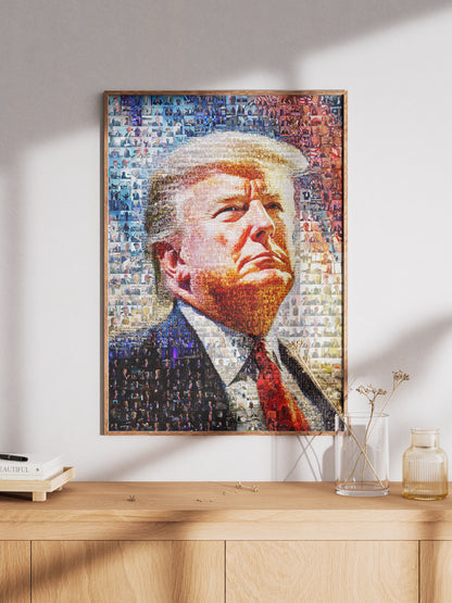 Stunning Mosaic Portrait of Donald Trump - Unique Art Piece Made from Iconic Photos AtelierMosaics