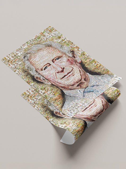 Unique Mosaic Artwork of King Charles III Blowing Bubble Gum - Modern Royal Art