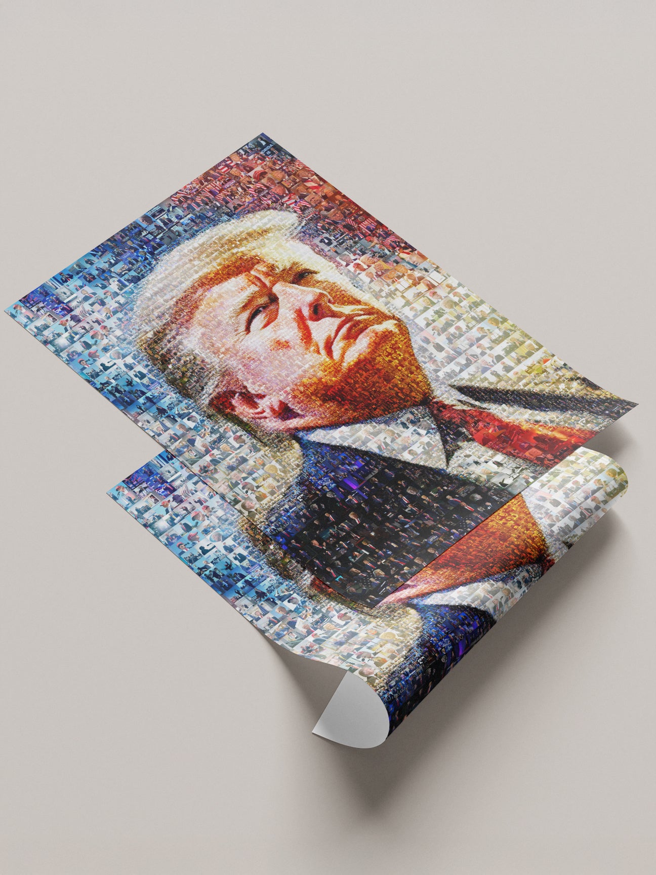 Stunning Mosaic Portrait of Donald Trump - Unique Art Piece Made from Iconic Photos AtelierMosaics