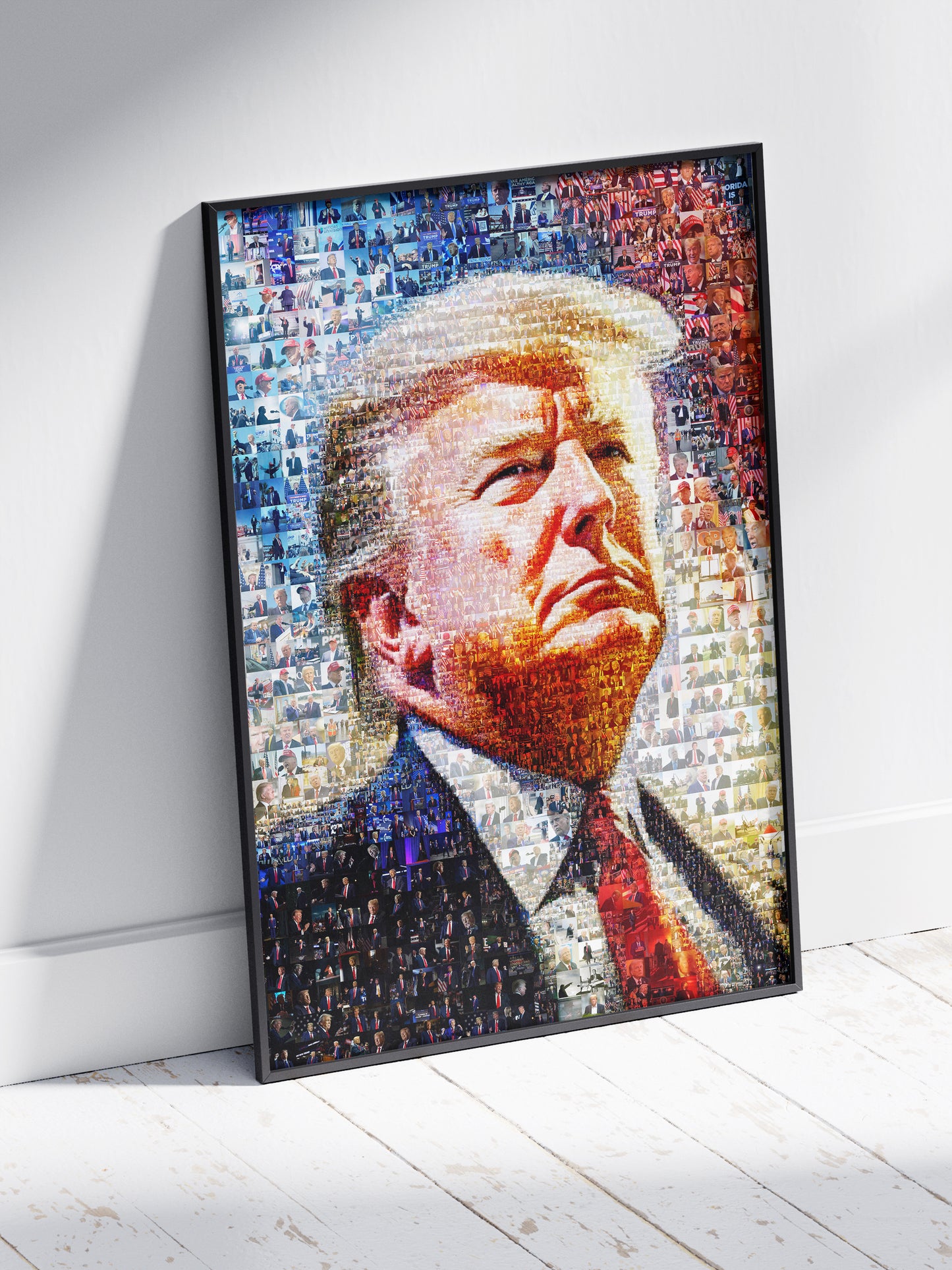 Stunning Mosaic Portrait of Donald Trump - Unique Art Piece Made from Iconic Photos AtelierMosaics