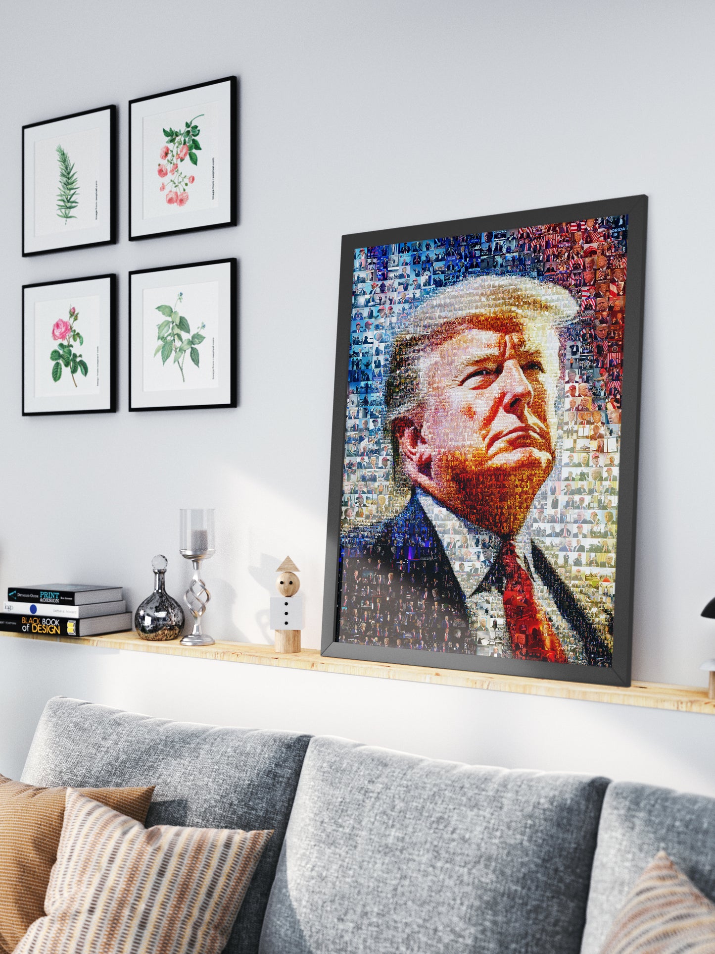 Stunning Mosaic Portrait of Donald Trump - Unique Art Piece Made from Iconic Photos AtelierMosaics