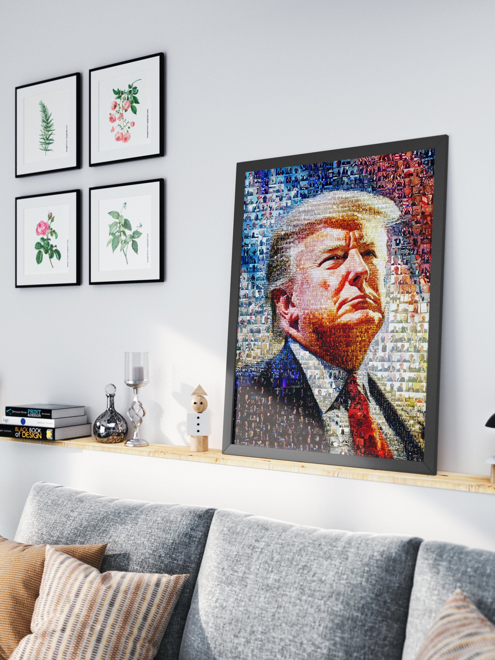 Stunning Mosaic Portrait of Donald Trump - Unique Art Piece Made from Iconic Photos AtelierMosaics