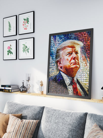 Stunning Mosaic Portrait of Donald Trump - Unique Art Piece Made from Iconic Photos AtelierMosaics