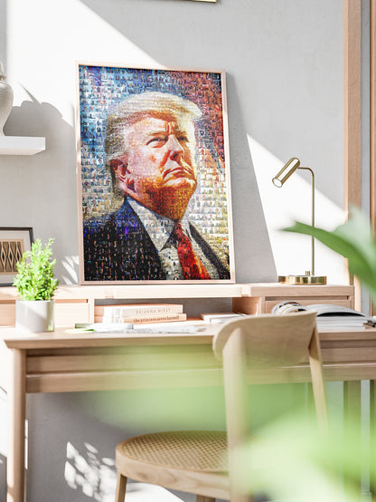 Stunning Mosaic Portrait of Donald Trump - Unique Art Piece Made from Iconic Photos AtelierMosaics