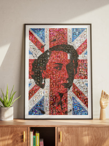 Stunning Mosaic Artwork of Queen Elizabeth II - Royal Tribute for Collectors and Fans