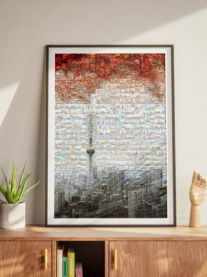 Tokyo Mosaic Art — Skytree and Tokyo Skyline under Rising Sun AtelierMosaics