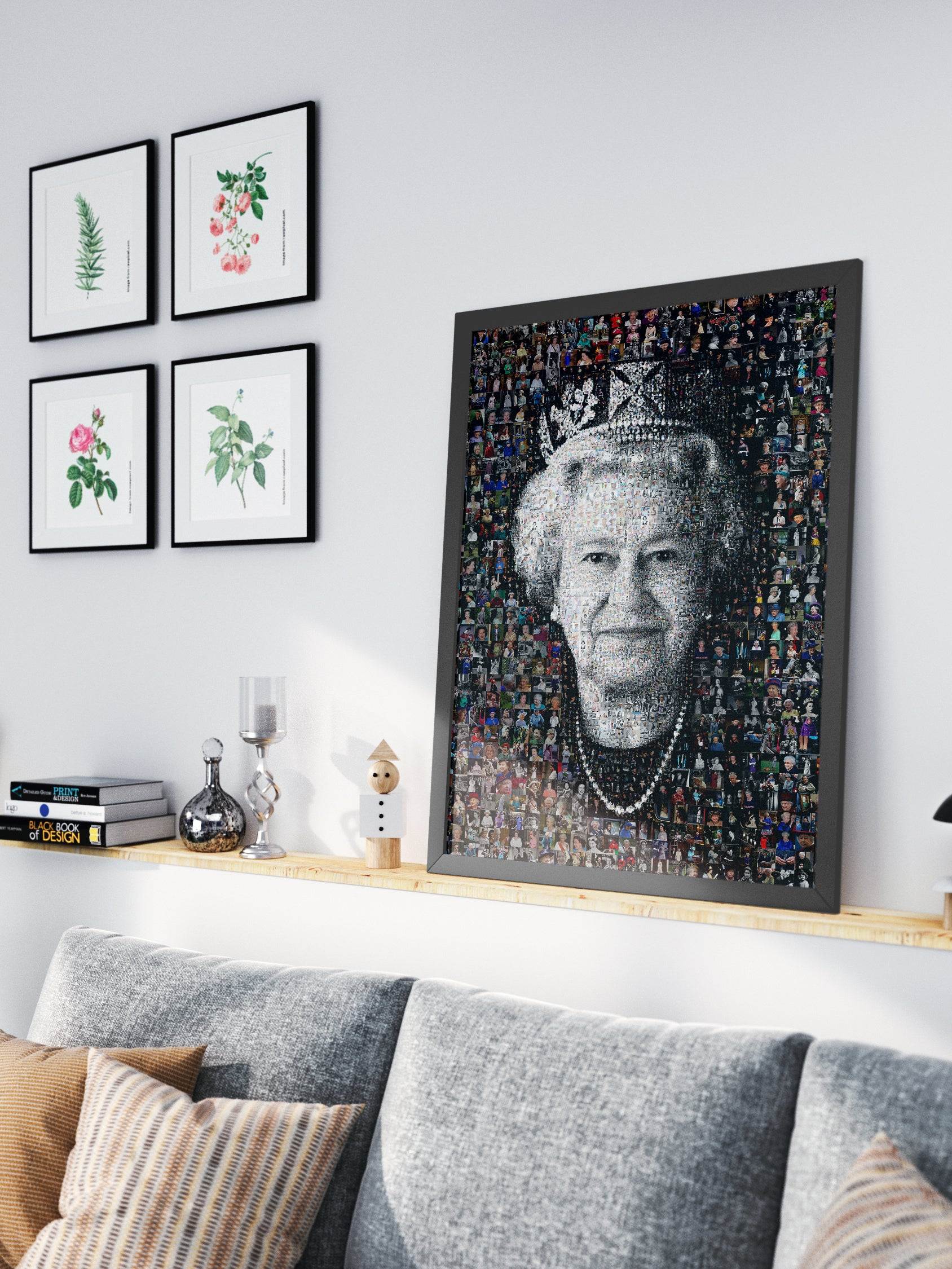 Elegant Mosaic Artwork of Queen Elizabeth II – Timeless Royal Portrait for Home Decor AtelierMosaics