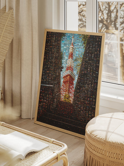 Tokyo Mosaic Art — Tokyo Tower Framed by Night Streets AtelierMosaics