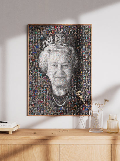 Elegant Mosaic Artwork of Queen Elizabeth II – Timeless Royal Portrait for Home Decor