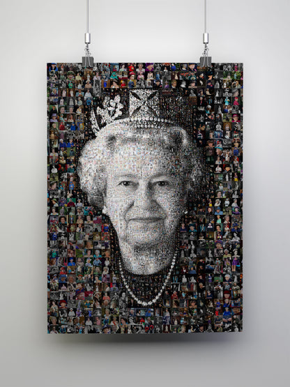 Elegant Mosaic Artwork of Queen Elizabeth II – Timeless Royal Portrait for Home Decor