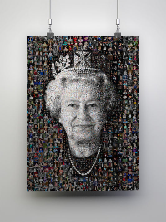 Elegant Mosaic Artwork of Queen Elizabeth II – Timeless Royal Portrait for Home Decor