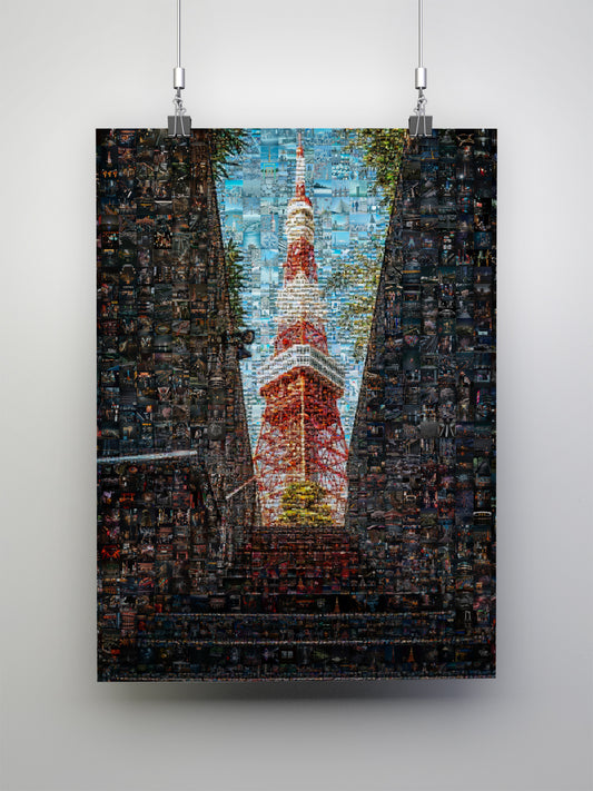 Tokyo Mosaic Art — Tokyo Tower Framed by Night Streets AtelierMosaics