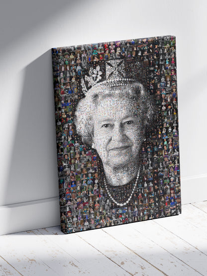 Elegant Mosaic Artwork of Queen Elizabeth II – Timeless Royal Portrait for Home Decor